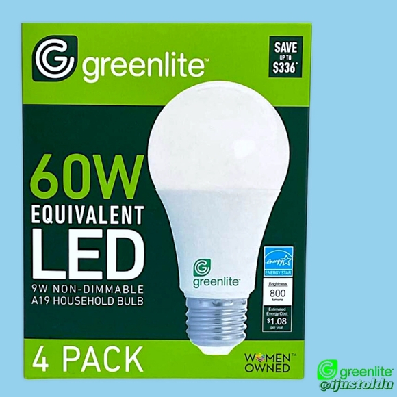 Greenlite 4pack of 9W A19 60W Equivalent LED Bright White Household Bulbs - Picture 4 of 16